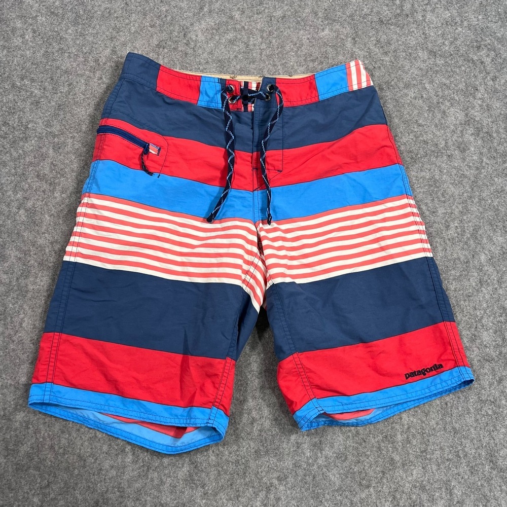Patagonia Fitz Fire Stripe Wavefarer 21" Swim Trunks‎ Board Shorts Men's Size 29